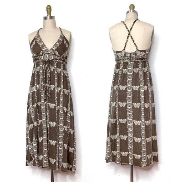 Tracy Reese Dresses & Skirts - Tracy Reese Womens Brown & White Butterfly Print Cross-Back Jersey Dress XS